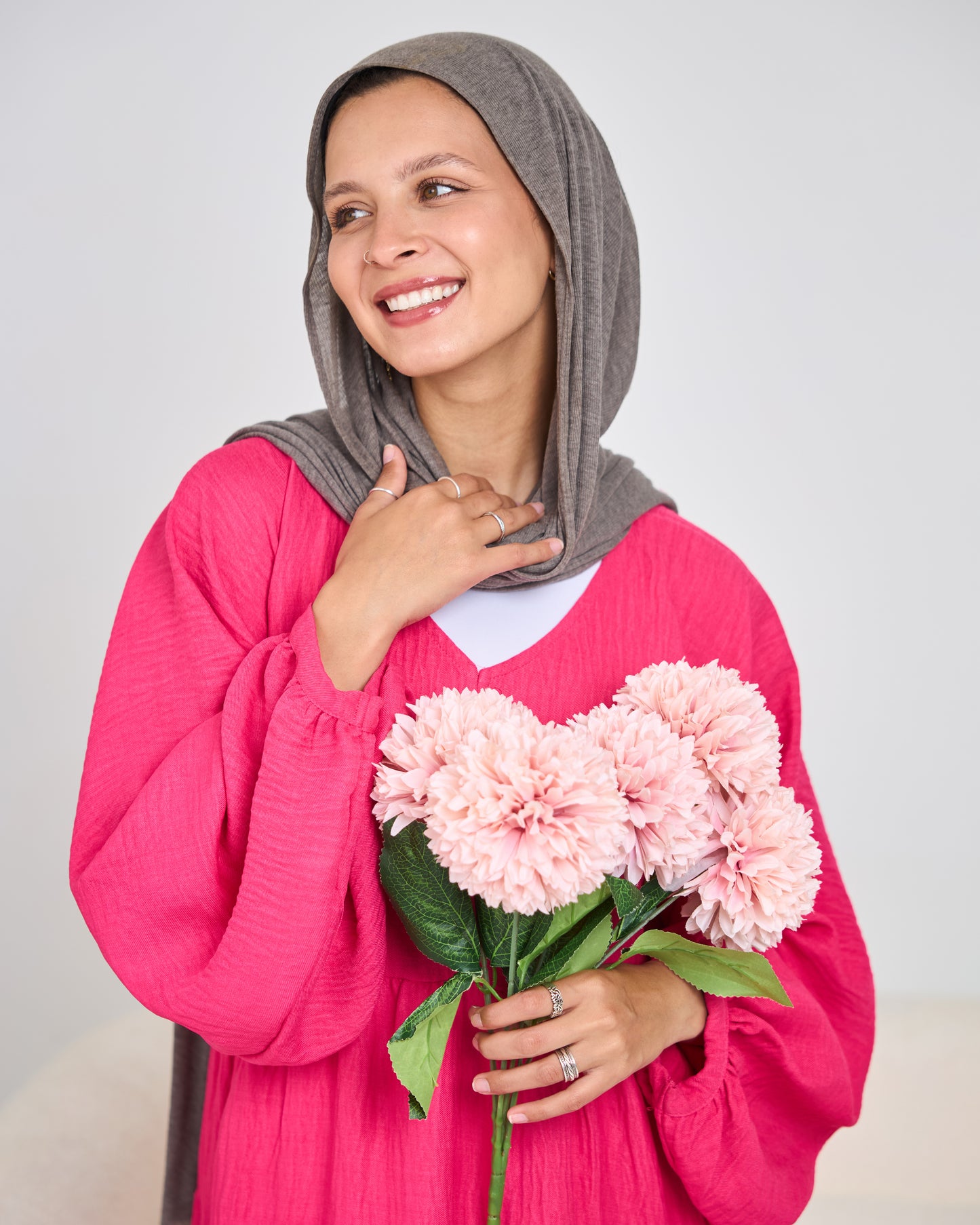 Linen Tiered Dress in Pink