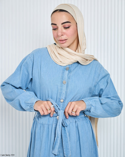 Tiered Denim Shirt Dress