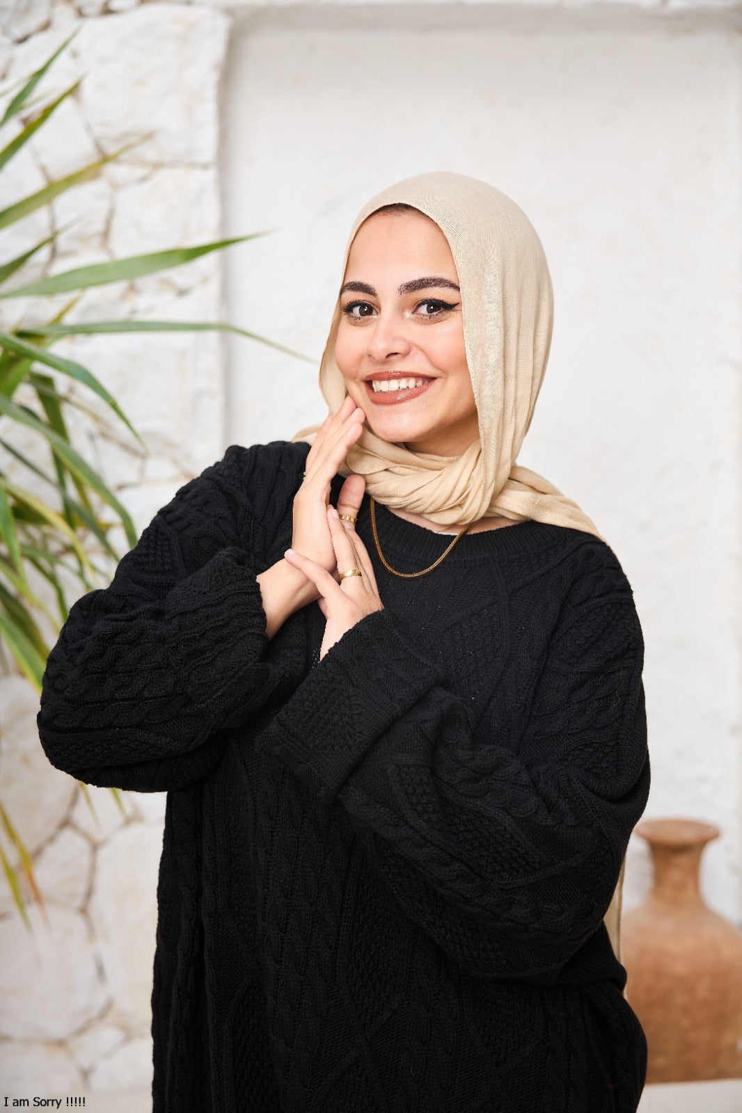 Midi Cable-Knit Dress in Black