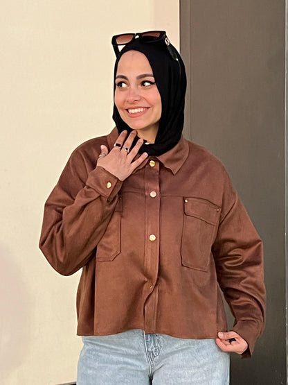 Camel suede shirt
