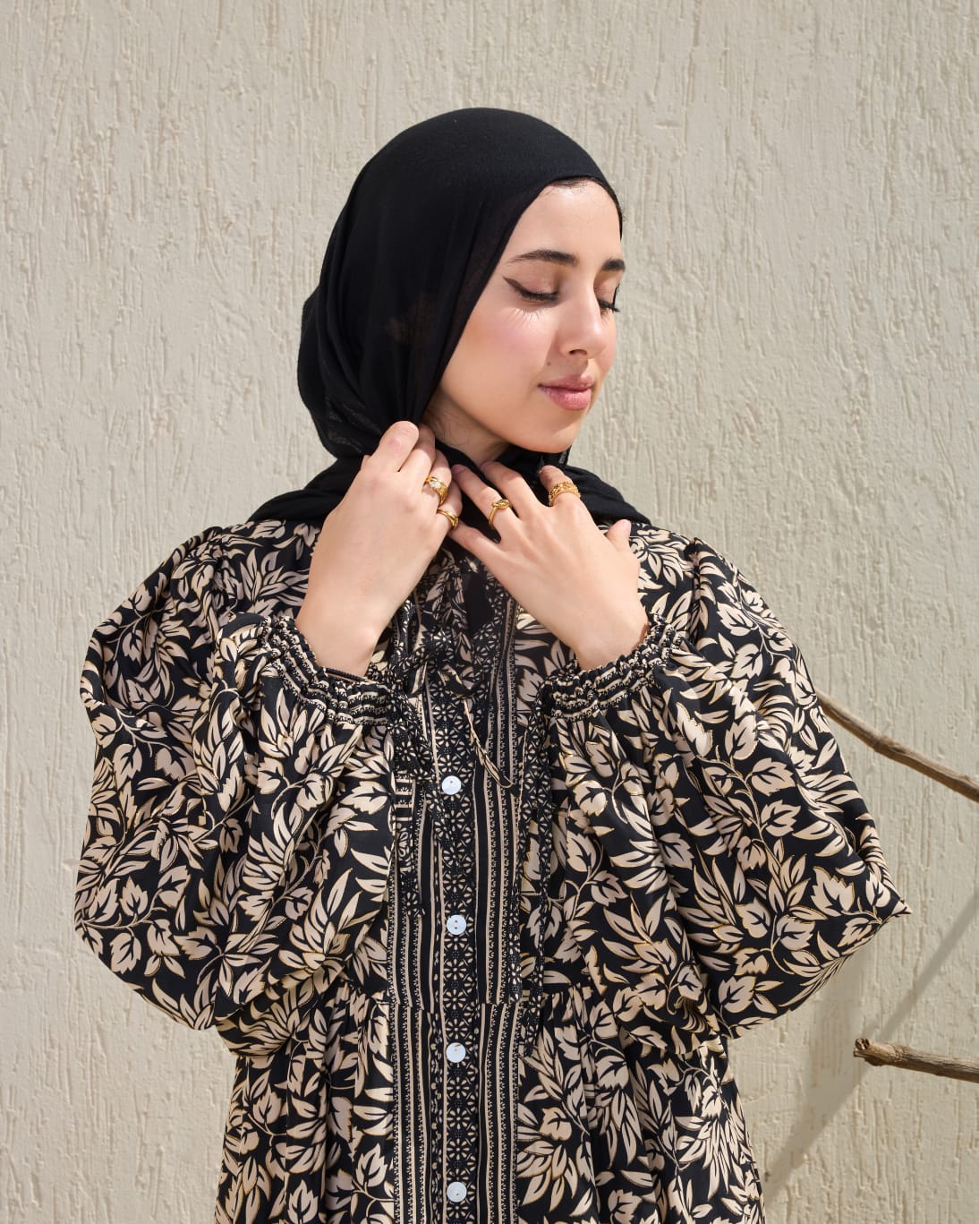 Leaves-Pattern Shirt Dress