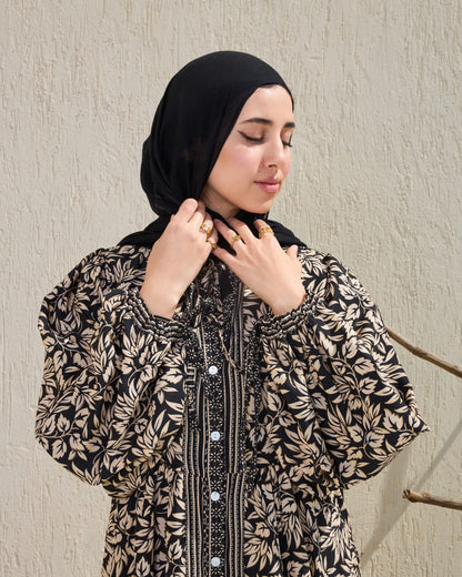 Leaves-Pattern Shirt Dress