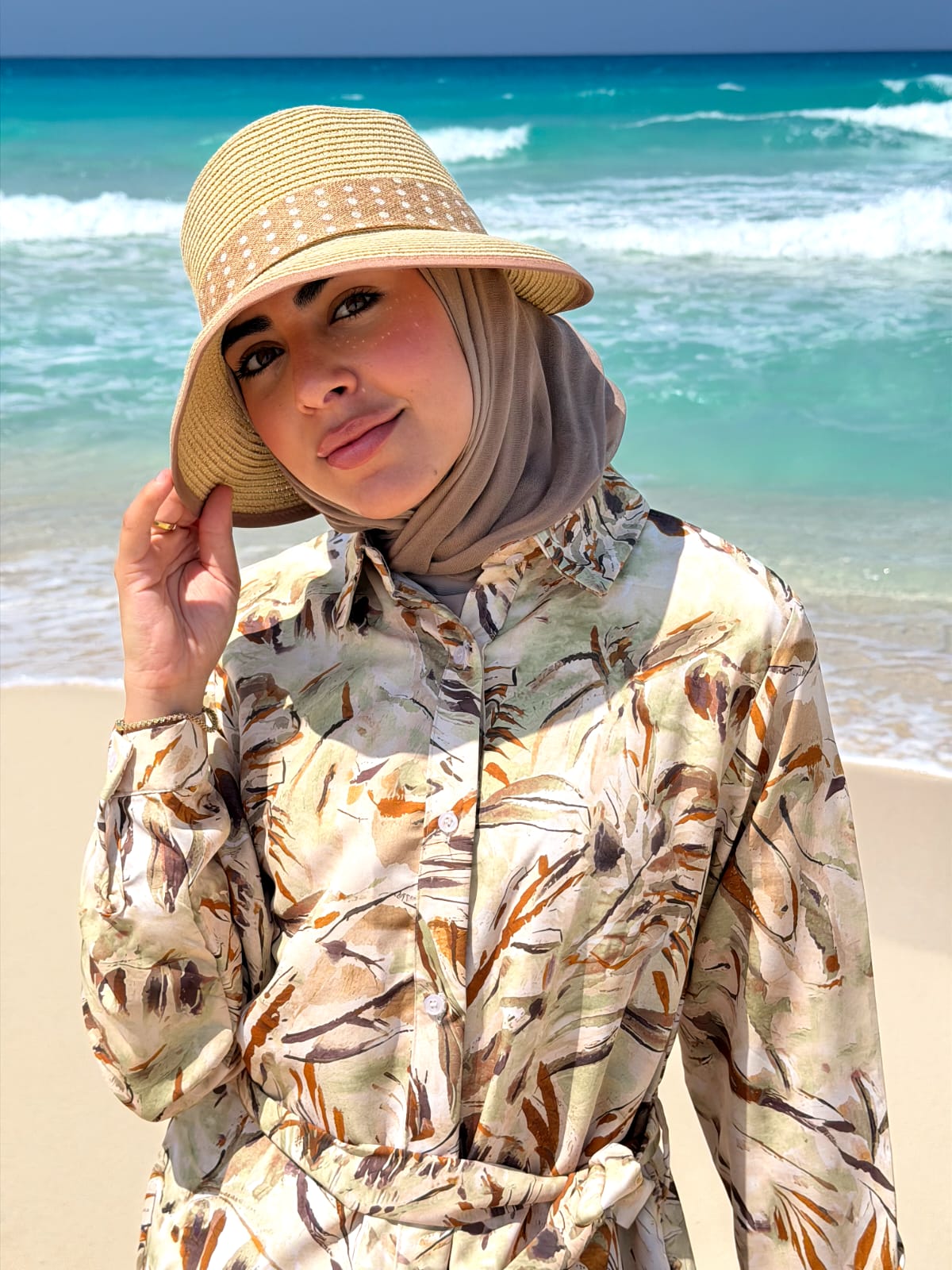 The Coastal Bloom Maxi Dress in Camel & Olive