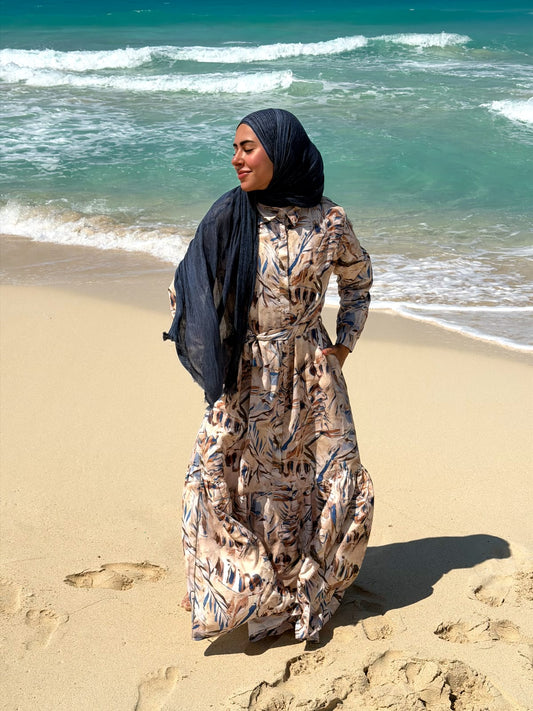 The Coastal Bloom Maxi Dress IN NAVY BLUE