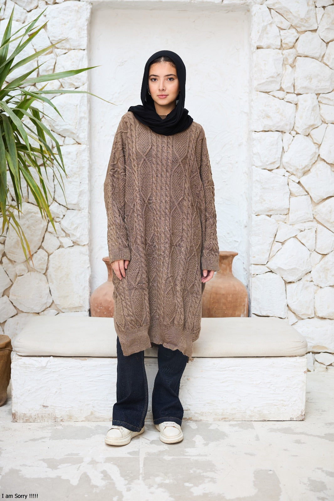 Midi Cable-Knit Dress in Café (Pre-order)