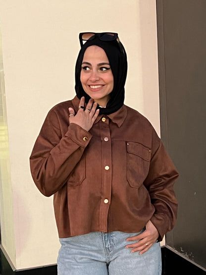 Camel suede shirt