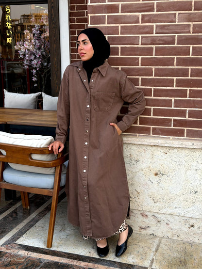 The Cocoa Longline Shirt Dress