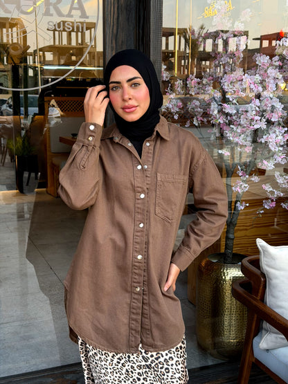 Oversized Brown Denim Shirt/Jacket