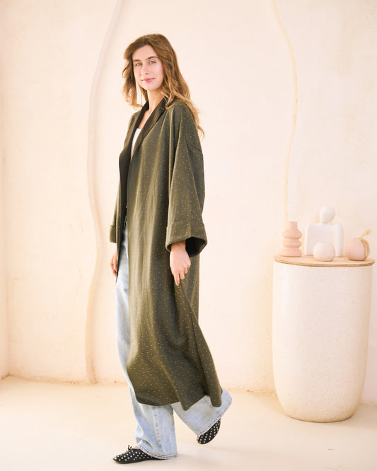 Olive Glam Suede Coat