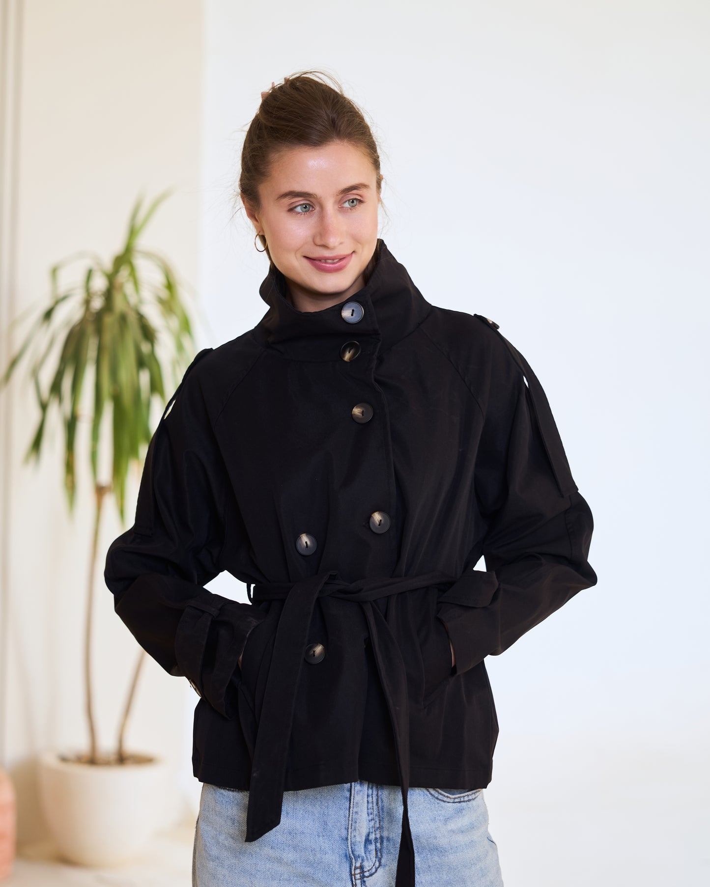 Noir Utility Belted Jacket – Midnight Onyx