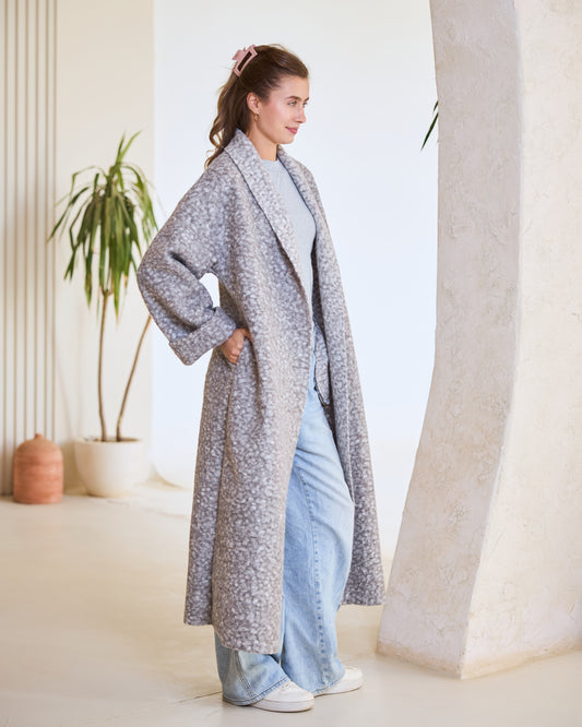 Grey Sparkle Longline Coat