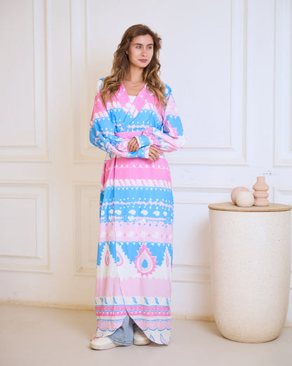 Candy-Pop Geometric Wrap Dress