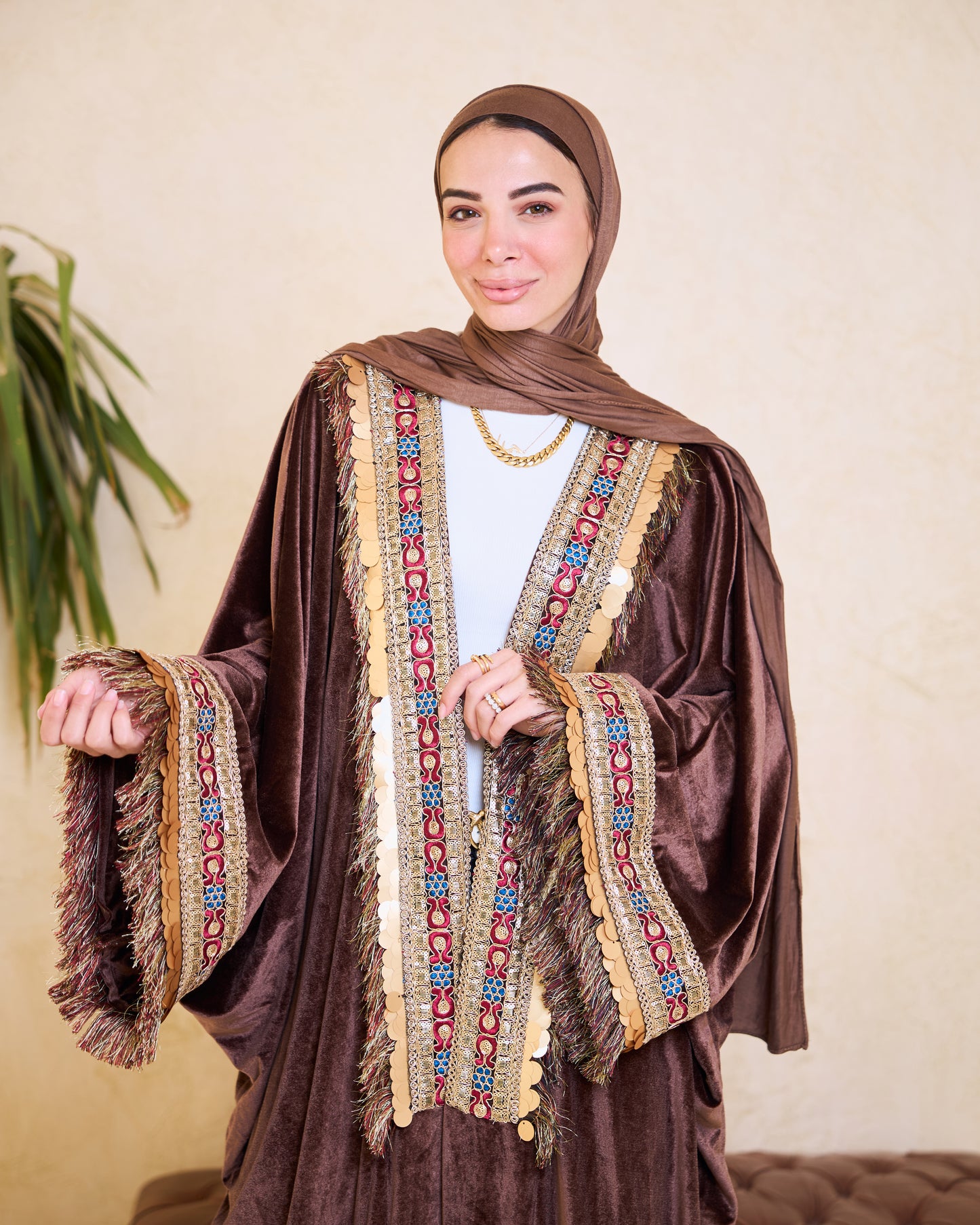 Mocha Luxe Embellished Kaftan – Ramadan Edition