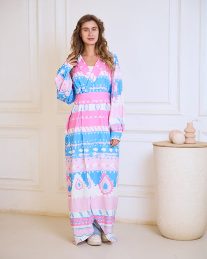 Candy-Pop Geometric Wrap Dress