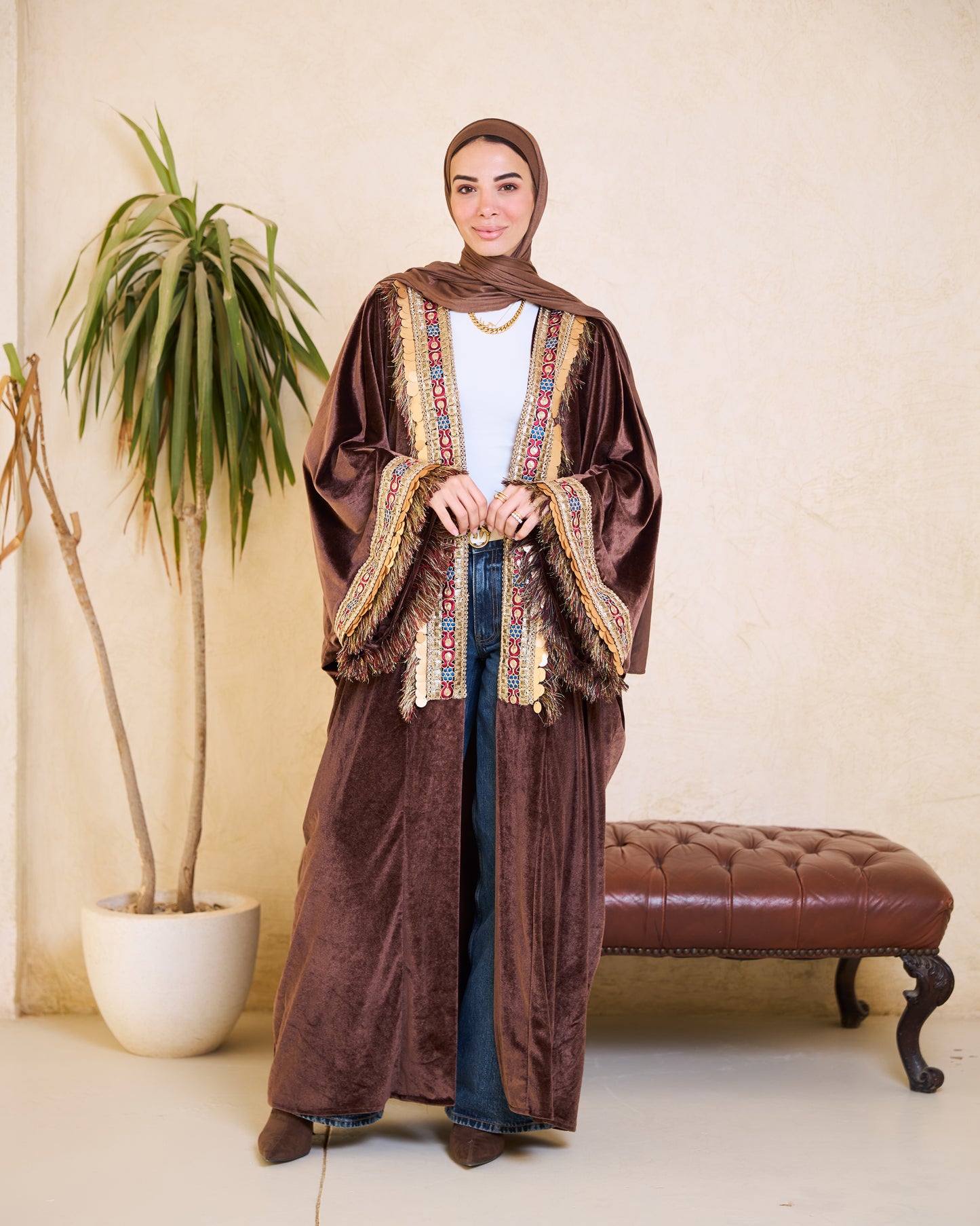 Mocha Luxe Embellished Kaftan – Ramadan Edition