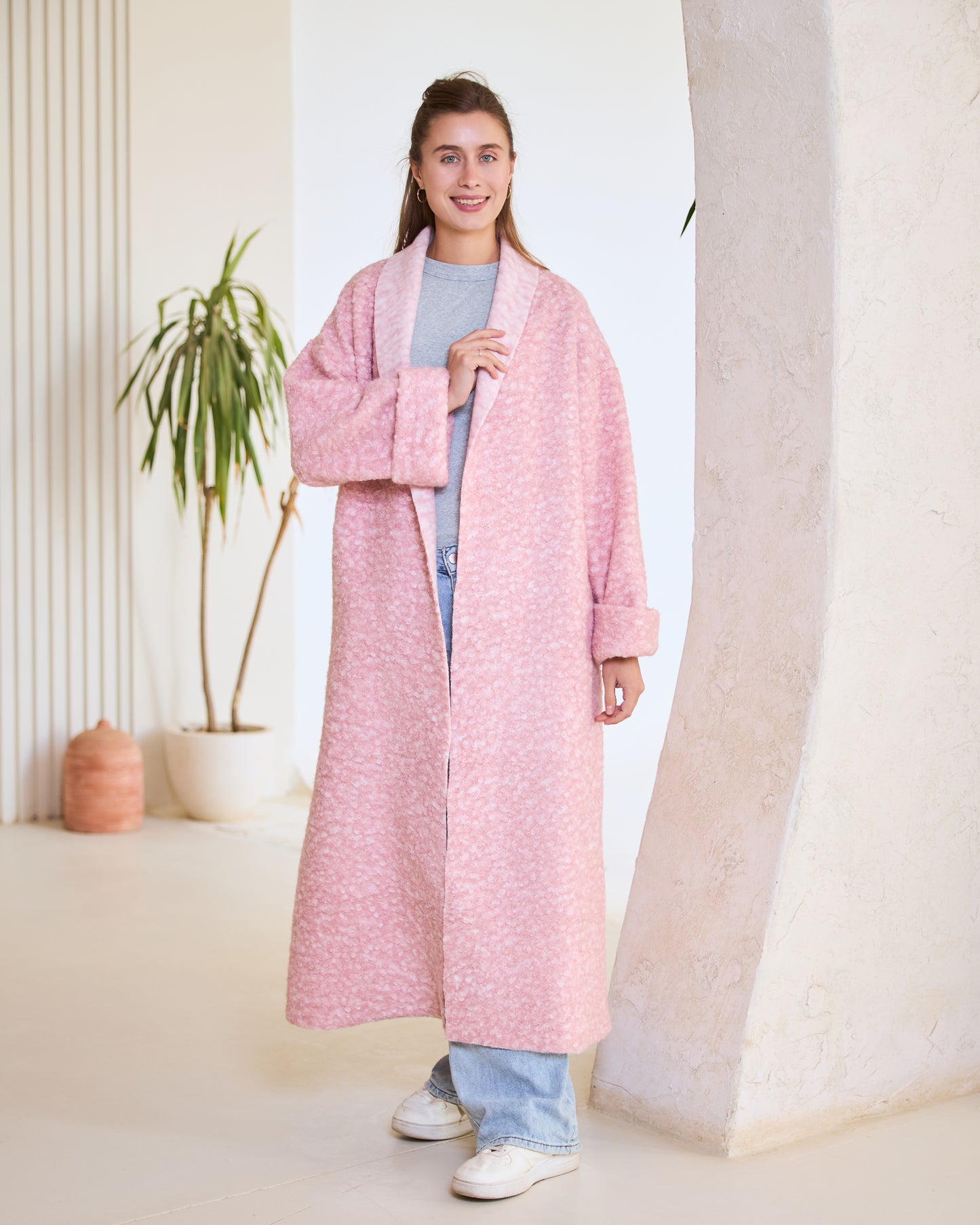 Pink Sparkle Longline Coat