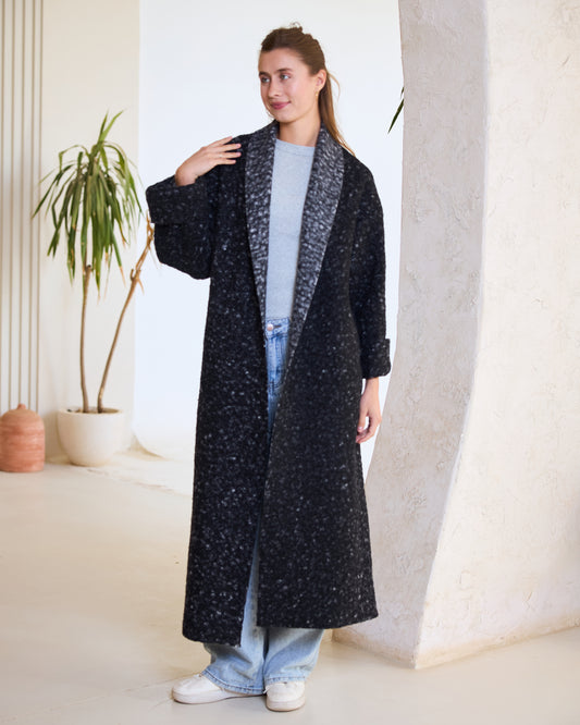 Noir Sparkle Longline Coat