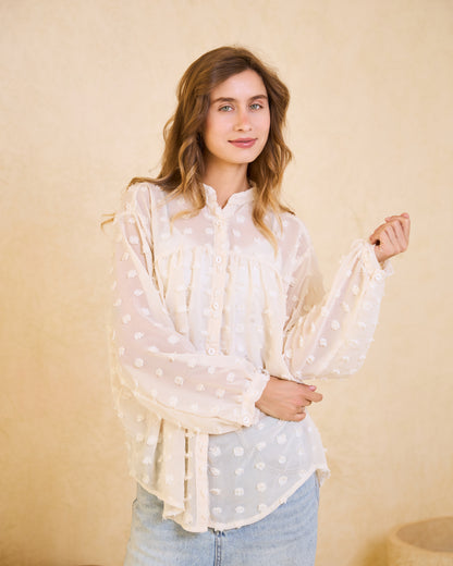 Off-white Pom-Pom Chiffon Blouse
