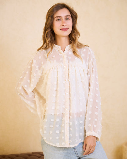 Off-white Pom-Pom Chiffon Blouse