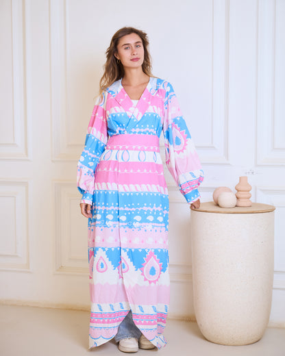 Candy-Pop Geometric Wrap Dress