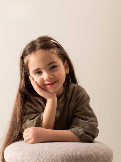 Ruffled Lace Blouse in Olive