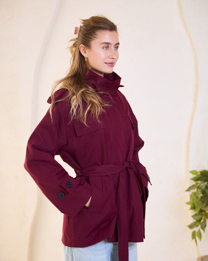 Burgundy Belted jacket