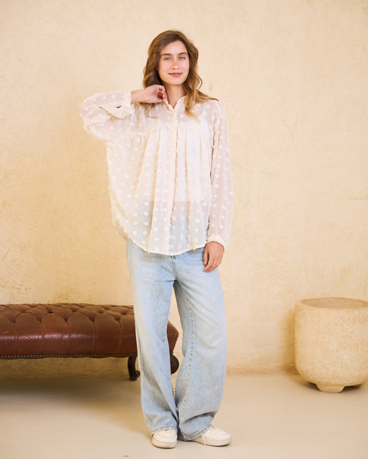 Off-white Pom-Pom Chiffon Blouse